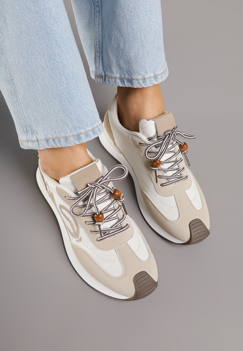 Beżowe Sneakersy Ozdobione Geometrycznym Motywem Phiaronei 3