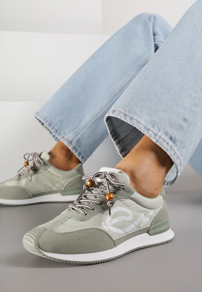 Zielone Sneakersy Ozdobione Geometrycznym Motywem Phiaronei 1