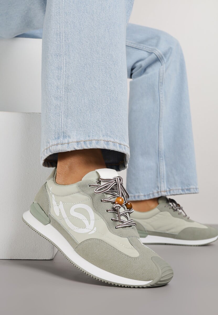 Zielone Sneakersy Ozdobione Geometrycznym Motywem Phiaronei 2