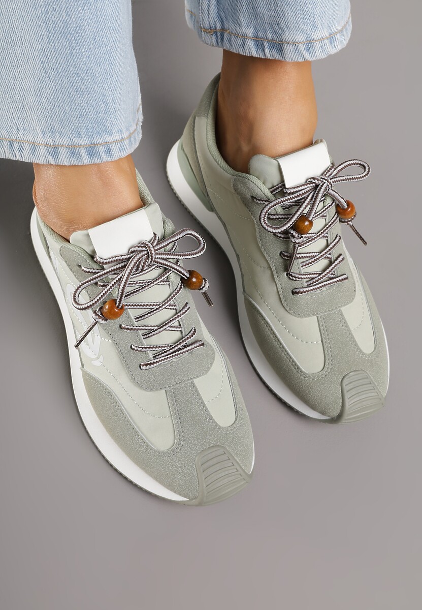 Zielone Sneakersy Ozdobione Geometrycznym Motywem Phiaronei 3