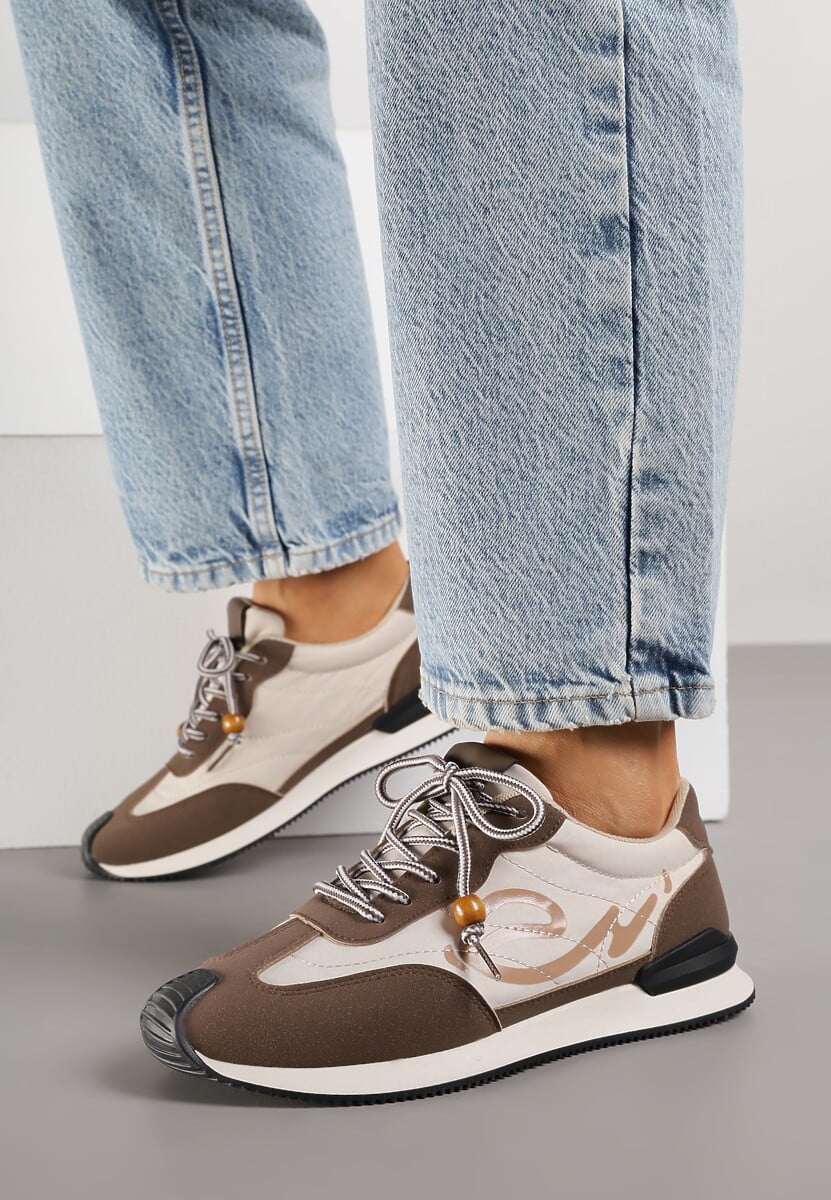 Brązowe Sneakersy Ozdobione Geometrycznym Motywem Phiaronei 2