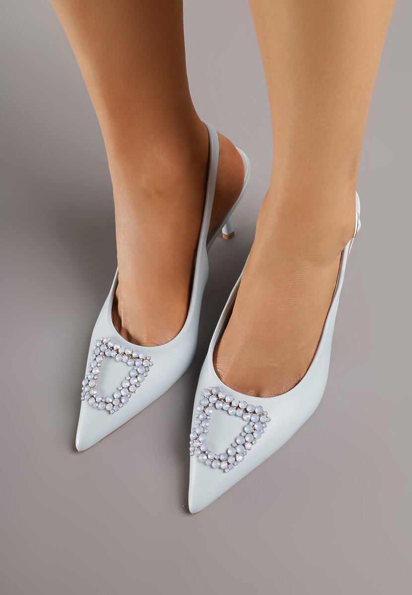 Niebieskie Sandały na Szpilce Ozdobione Aplikacją z Cyrkoniami Isleheart 3