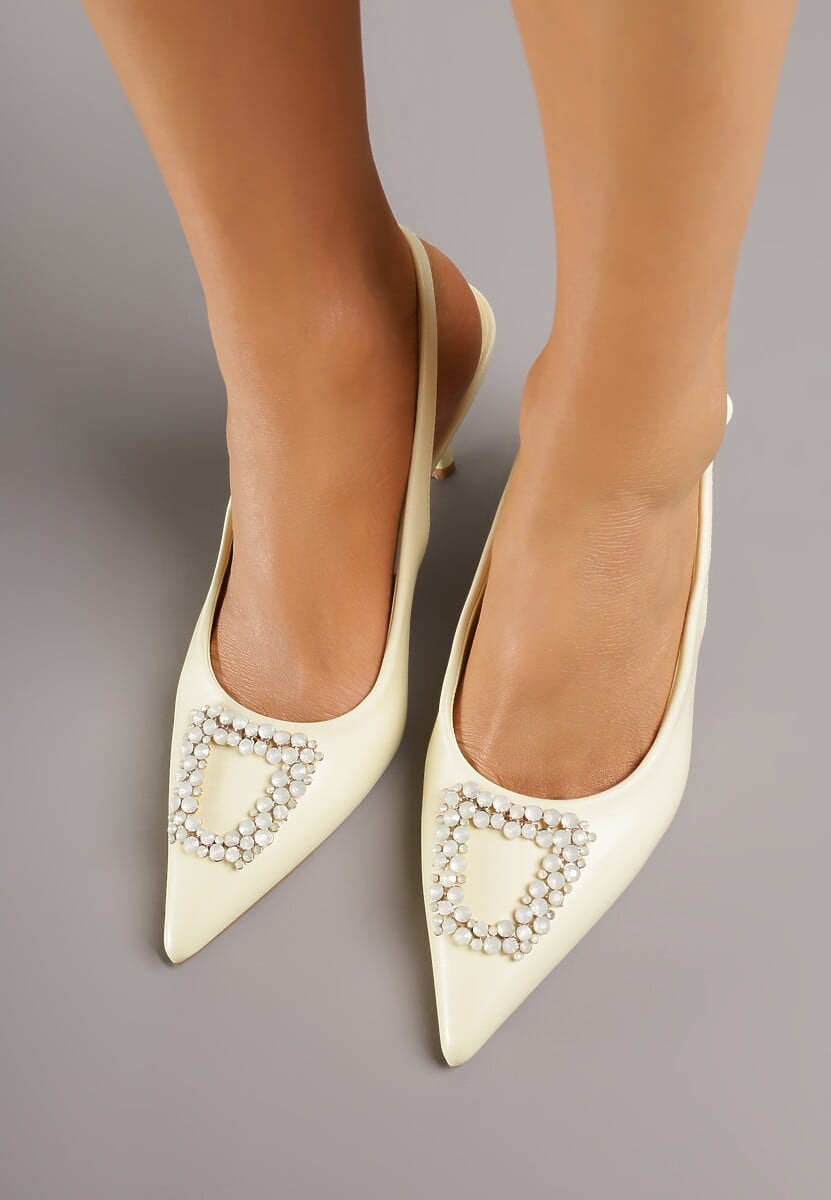 Żółte Sandały na Szpilce Ozdobione Aplikacją z Cyrkoniami Isleheart 3