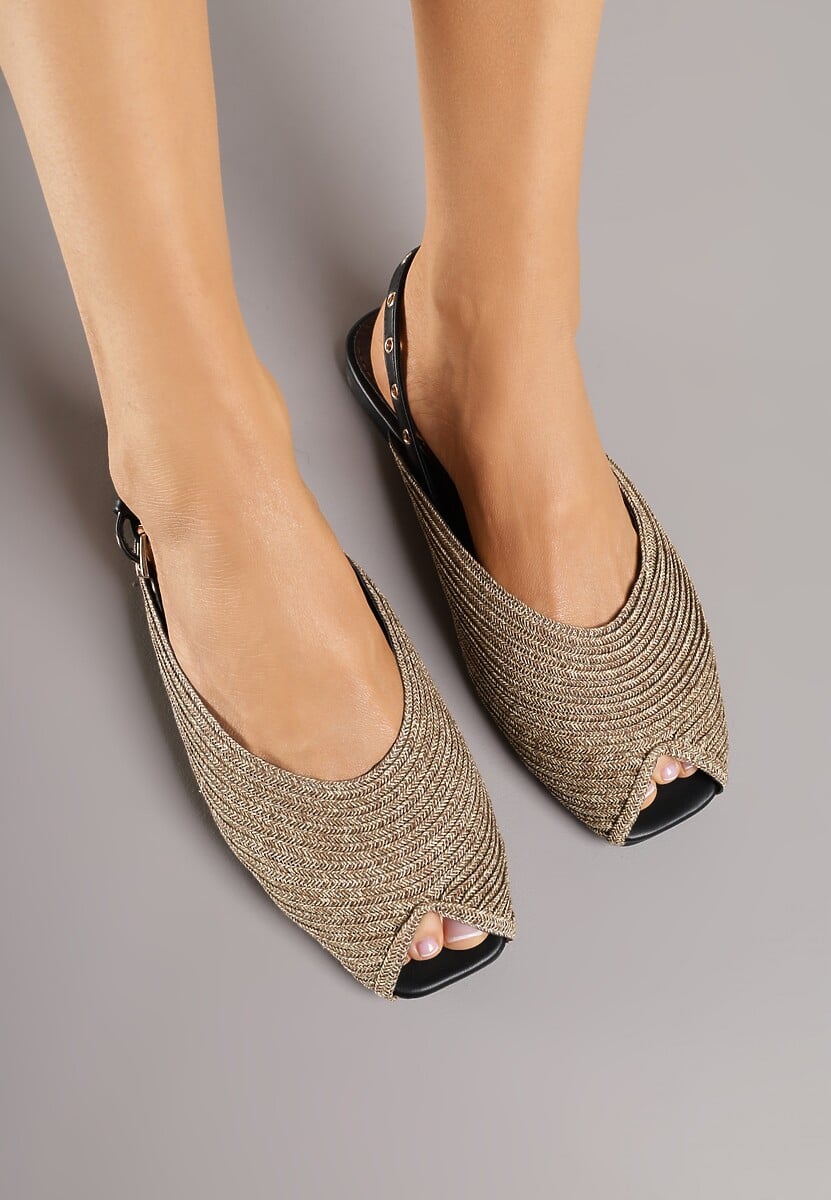 Ciemnobeżowe Sandały z Plecionką i Metalicznymi Ozdobami Crowstrider 3