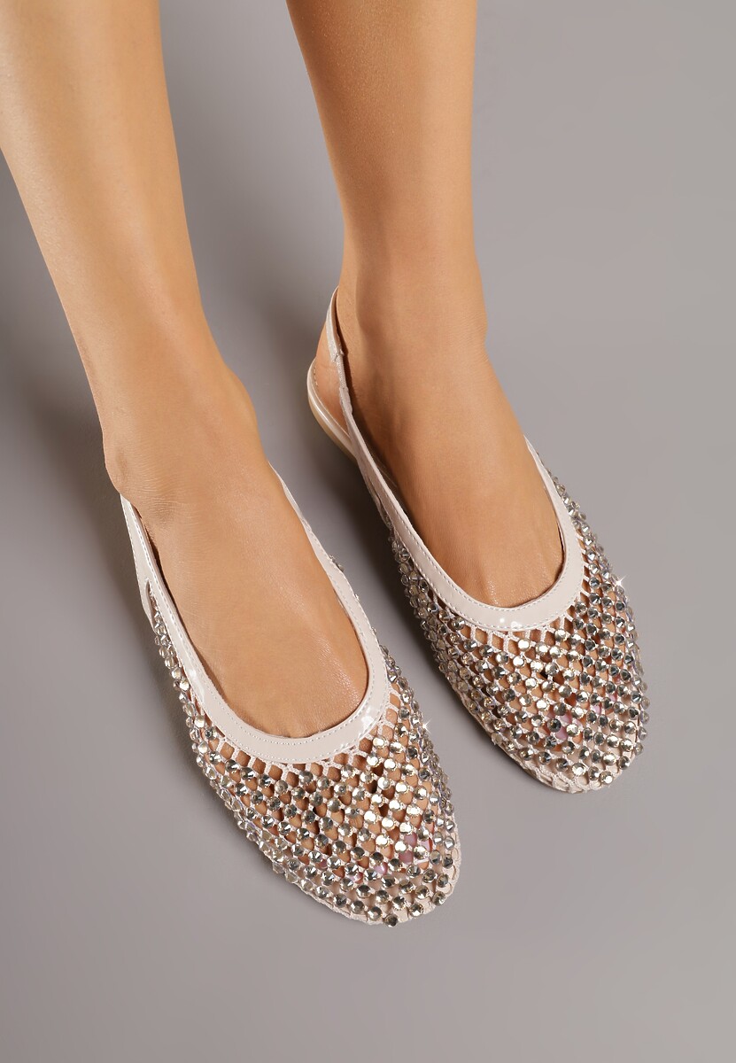 Beżowe Sandały Lakierowane Ozdobione Cyrkoniami Yesmenor 3