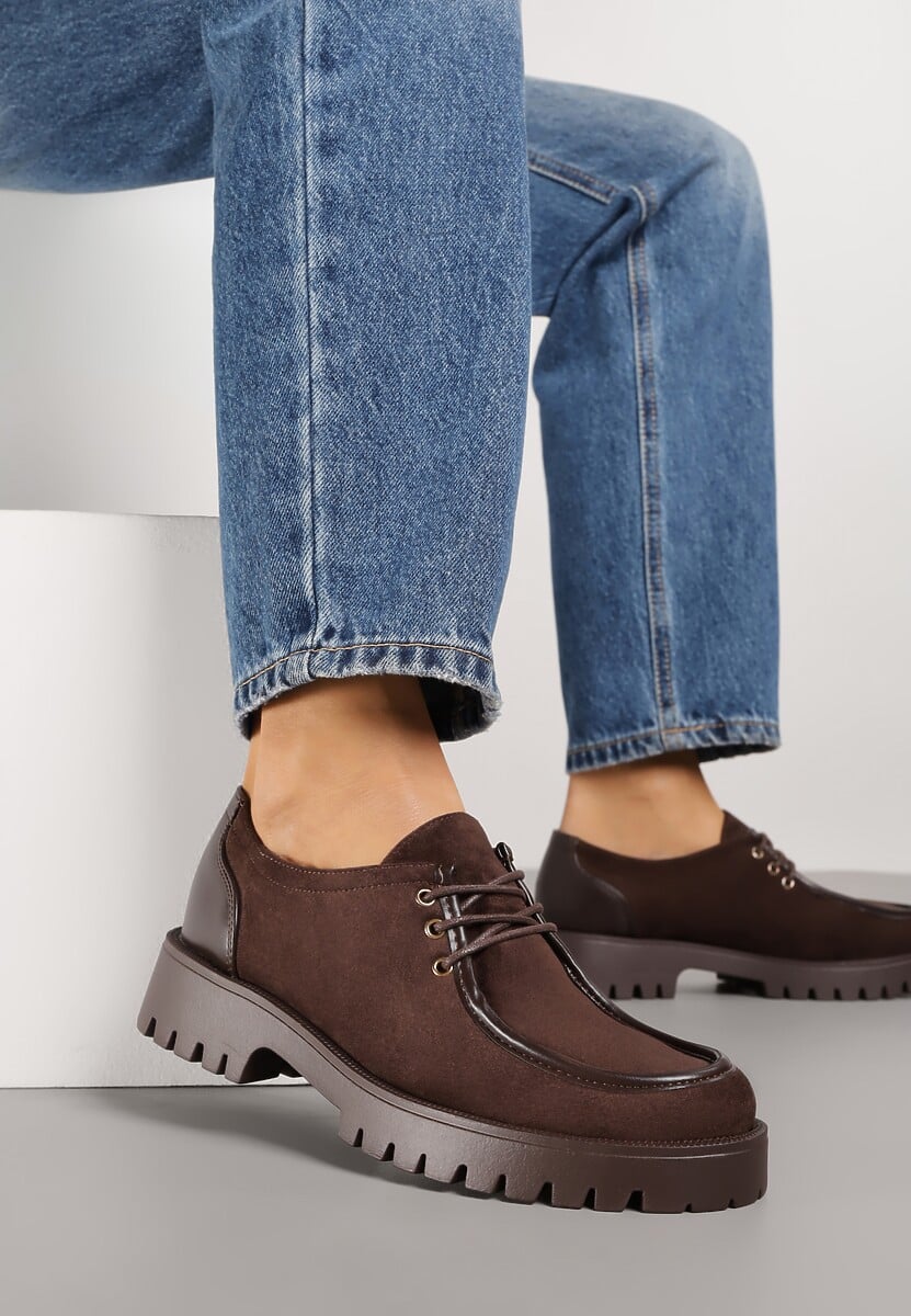 Brązowe Półbuty Mokasyny w Stylu Boat Shoes ze Sznurowaniem Balmitar 2