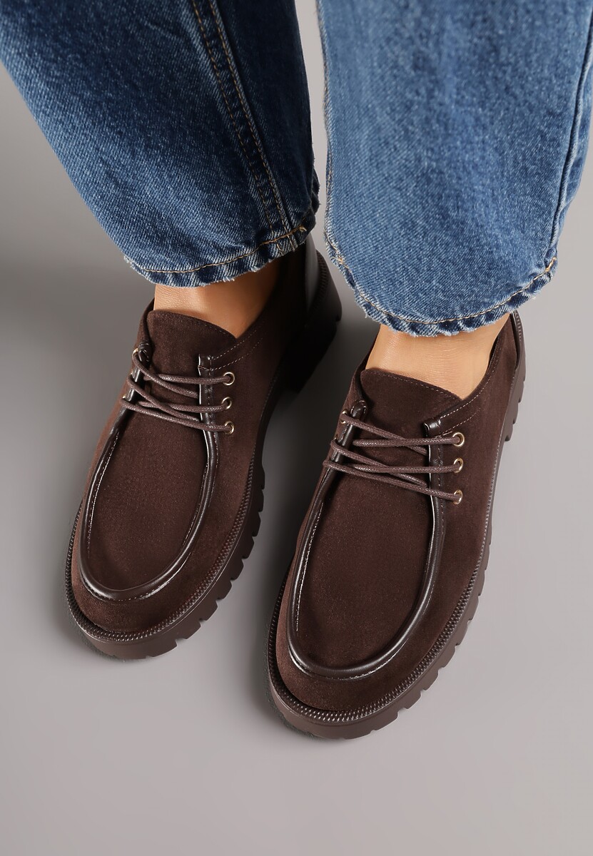 Brązowe Półbuty Mokasyny w Stylu Boat Shoes ze Sznurowaniem Balmitar 3