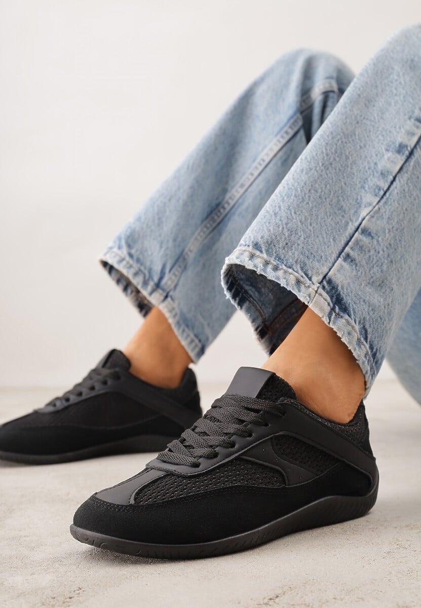 Czarne Sneakersy z Geometrycznym Wzorem Elrineth 1