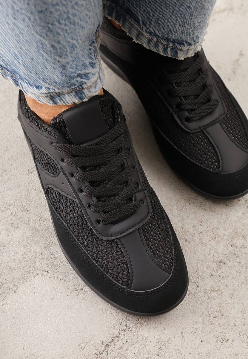 Czarne Sneakersy z Geometrycznym Wzorem Elrineth 3