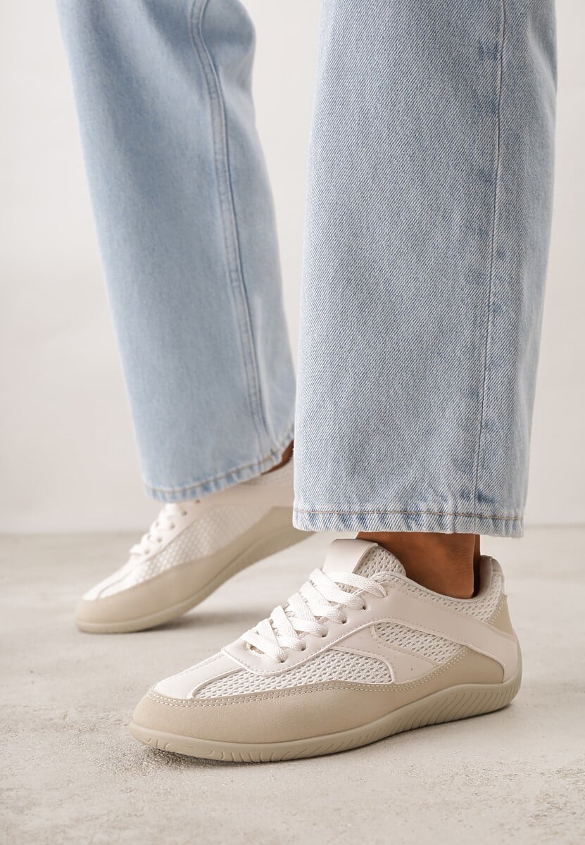 Beżowe Sneakersy z Geometrycznym Wzorem Elrineth 2