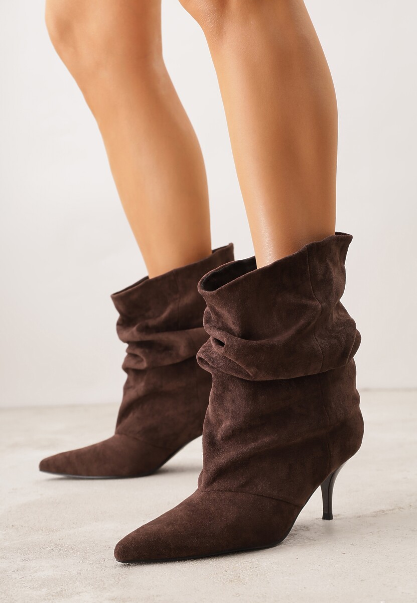 Brązowe Botki na Szpilce Typu Slouchy Anitai 2