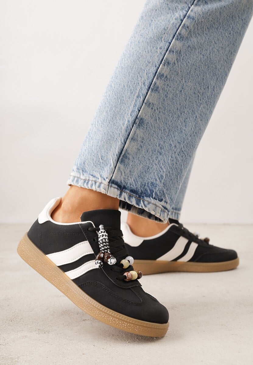 Czarne Sneakersy Typu Tenisówki Ozdobione Koralikami Daemeli 1