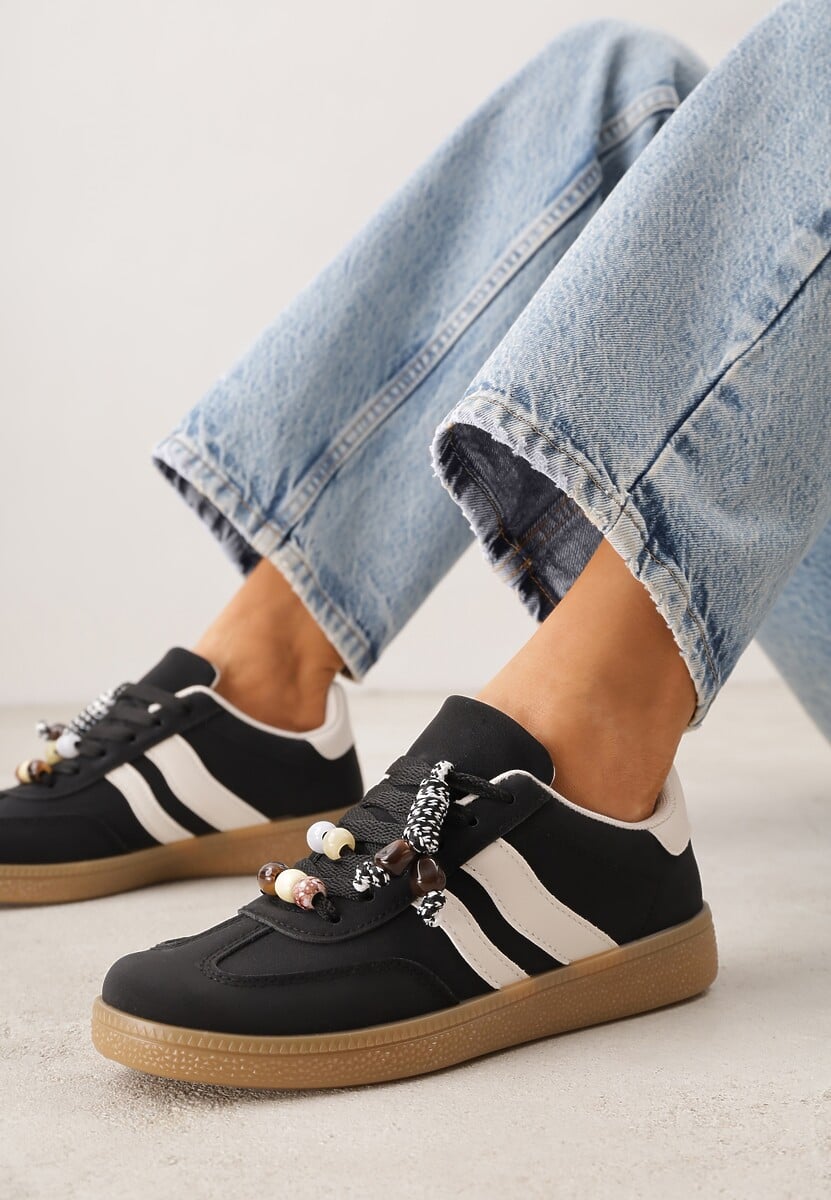 Czarne Sneakersy Typu Tenisówki Ozdobione Koralikami Daemeli 2