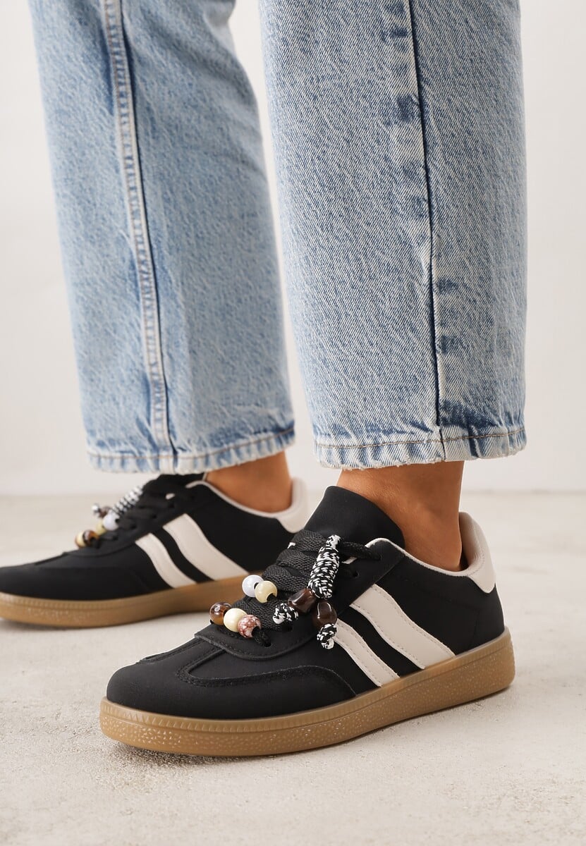 Czarne Sneakersy Typu Tenisówki Ozdobione Koralikami Daemeli 3