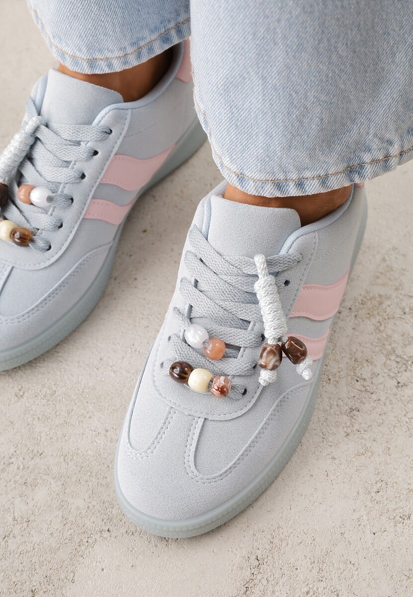 Niebieskie Sneakersy Typu Tenisówki Ozdobione Koralikami Daemeli 3