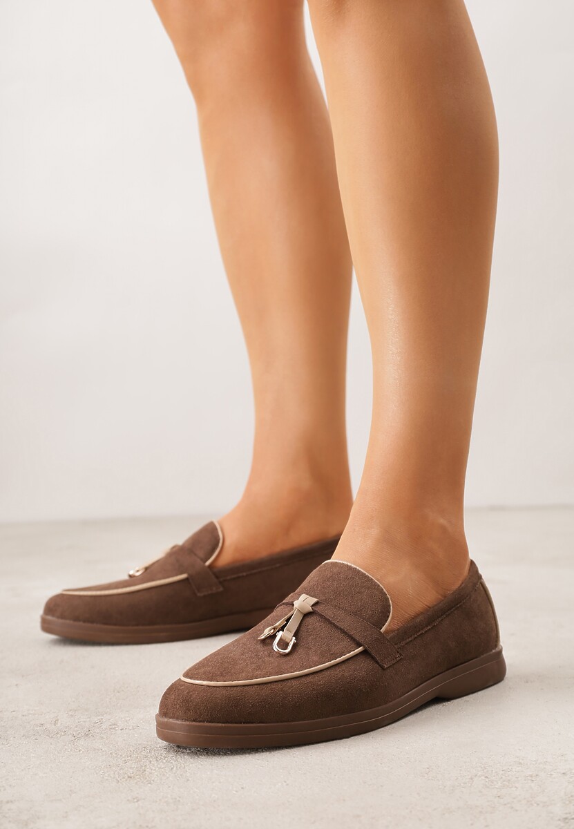 Brązowe Mokasyny z Imitacji Zamszu z Zawieszką na Nosku Theophitos 2