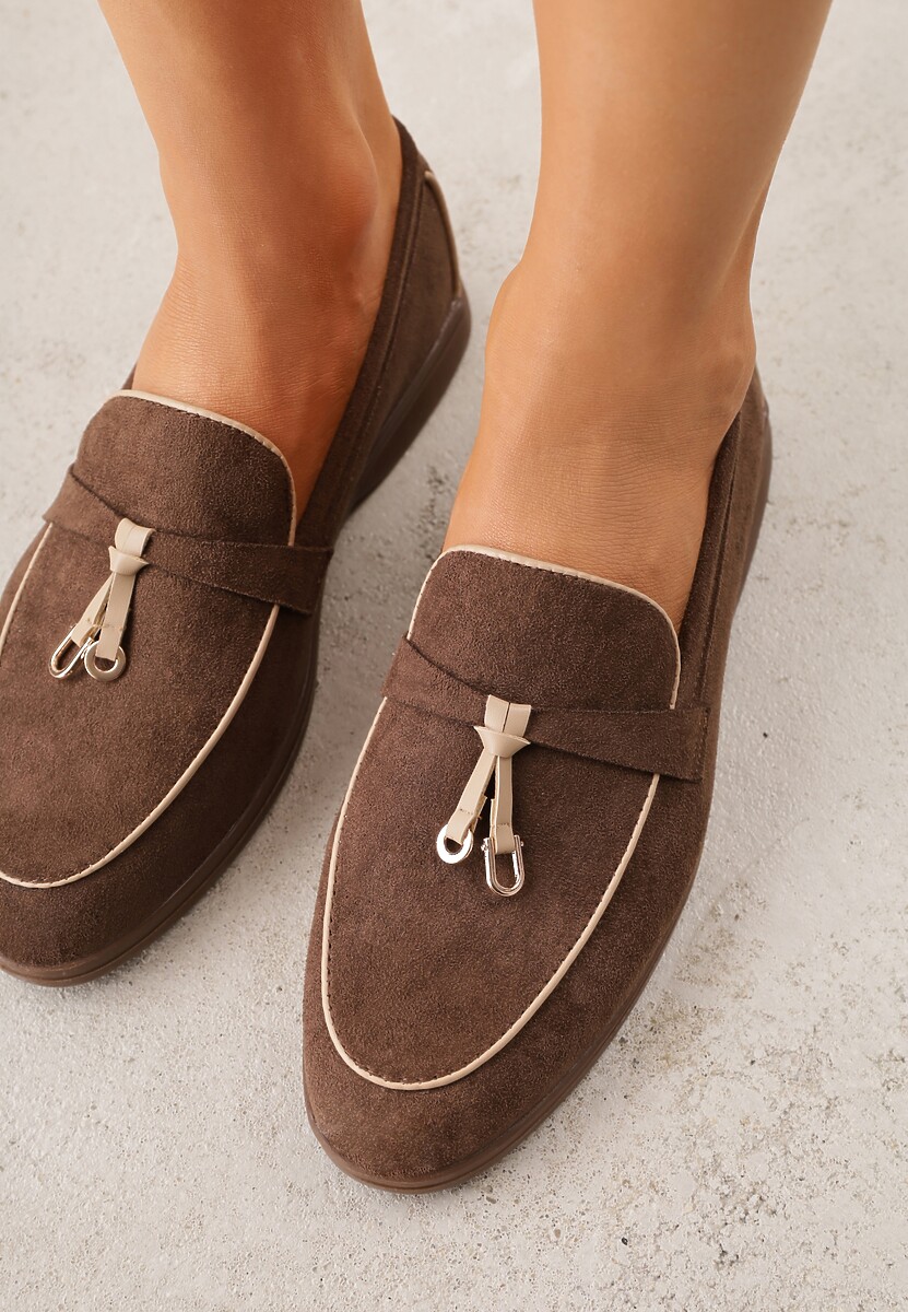 Brązowe Mokasyny z Imitacji Zamszu z Zawieszką na Nosku Theophitos 3