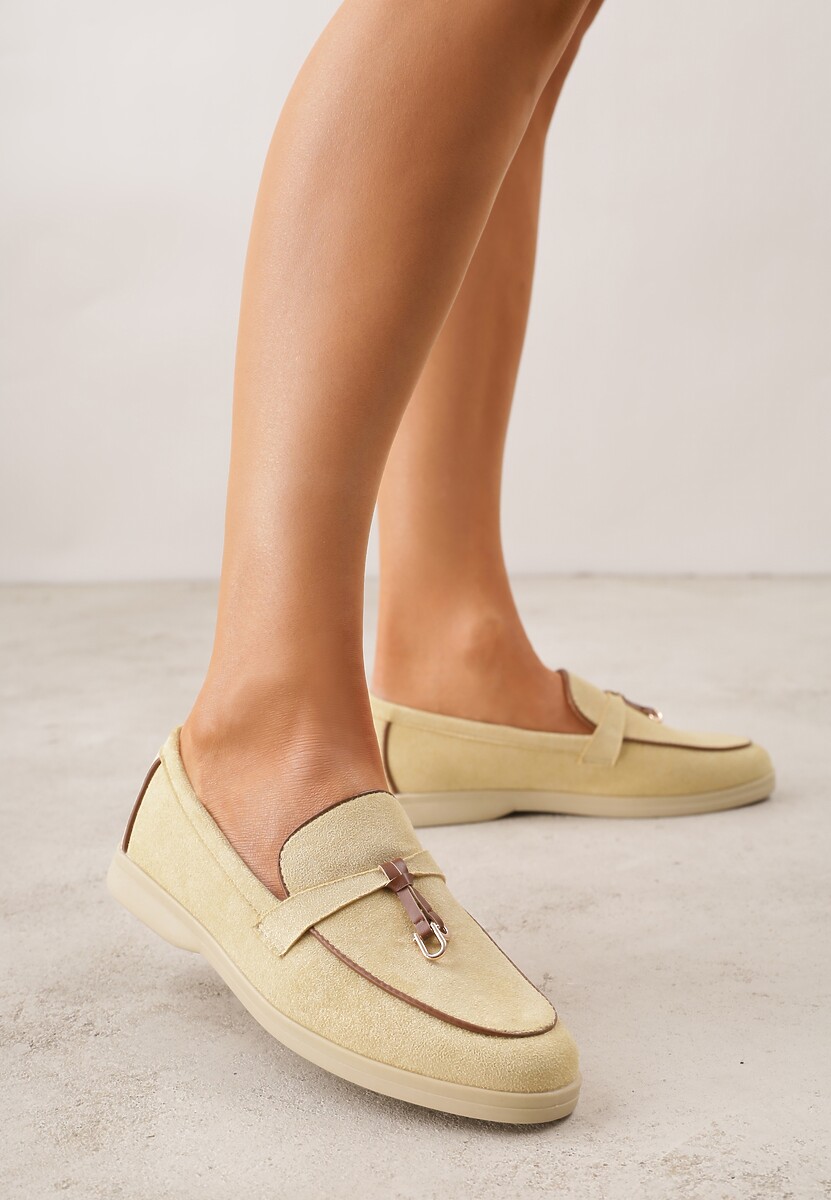 Żółte Mokasyny z Imitacji Zamszu z Zawieszką na Nosku Theophitos 2