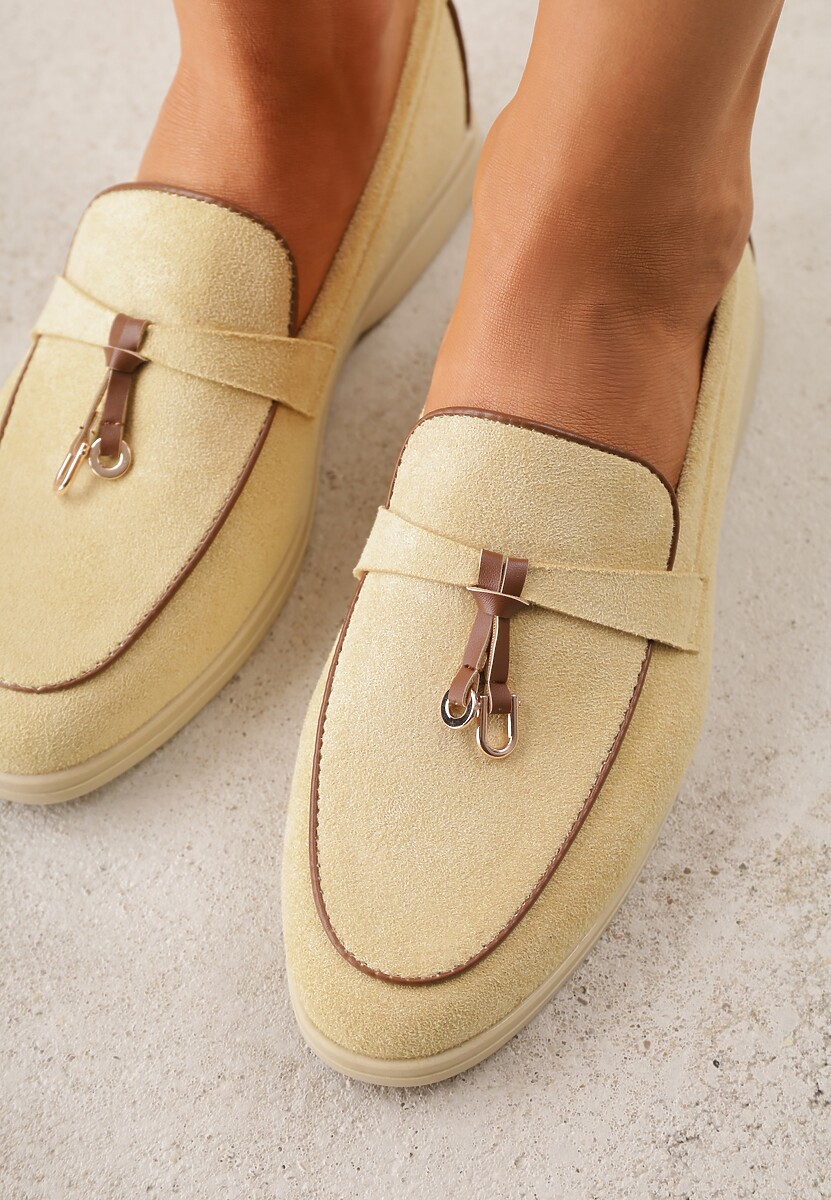 Żółte Mokasyny z Imitacji Zamszu z Zawieszką na Nosku Theophitos 3