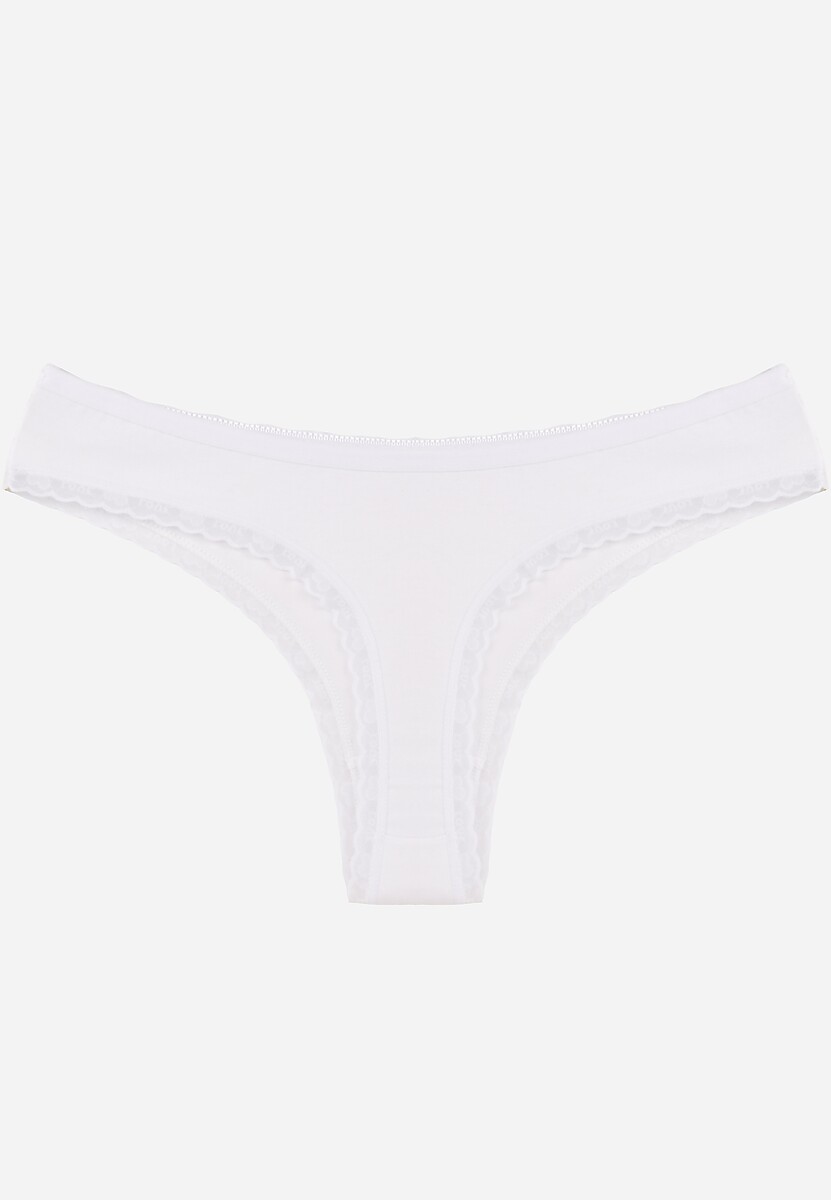 Białe Majtki Stringi z Bawełną z Koronką Aethimilia 2
