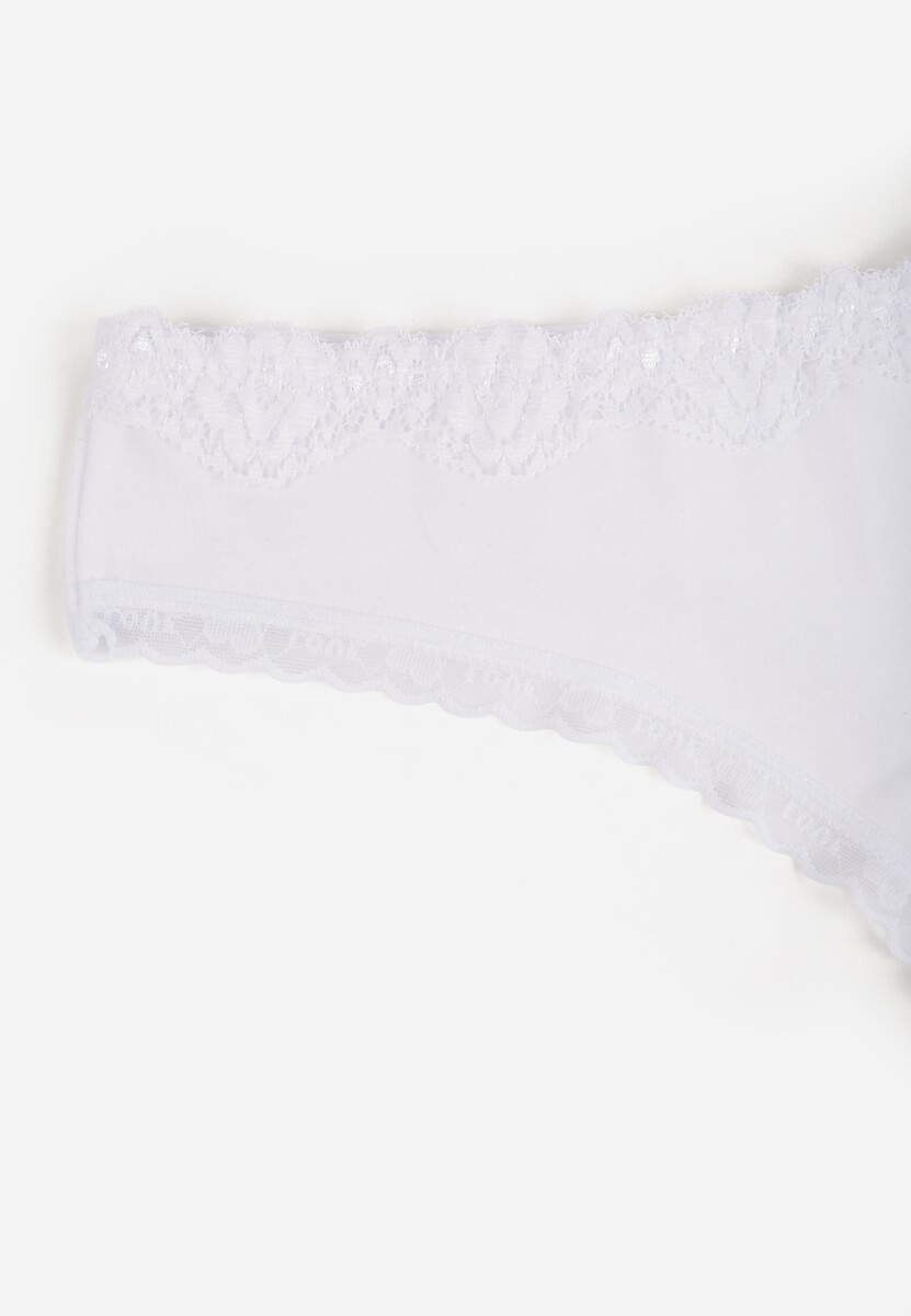 Białe Majtki Stringi z Bawełną z Koronką Aethimilia 3