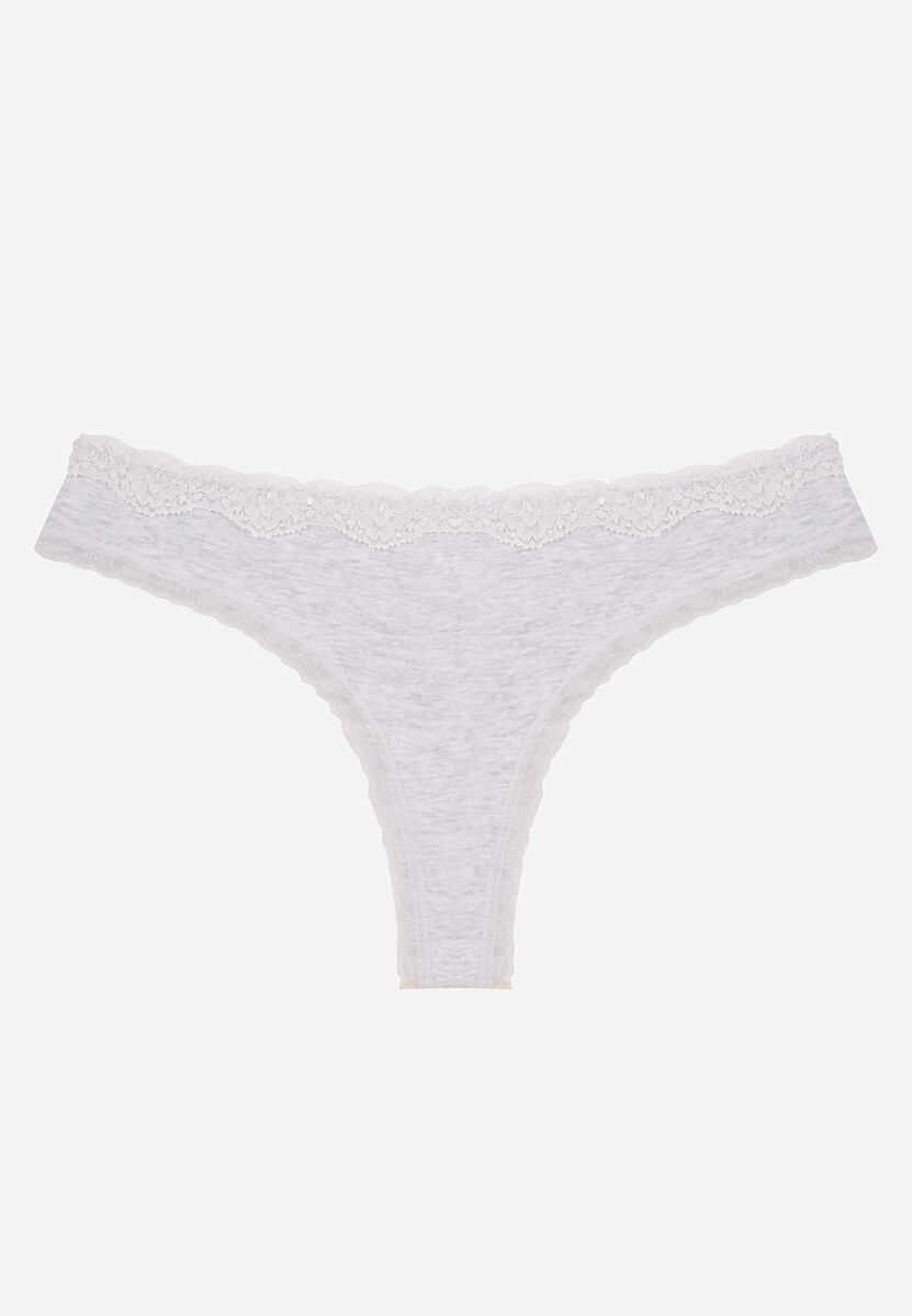Szare Majtki Stringi z Bawełną z Koronką Aethimilia 1