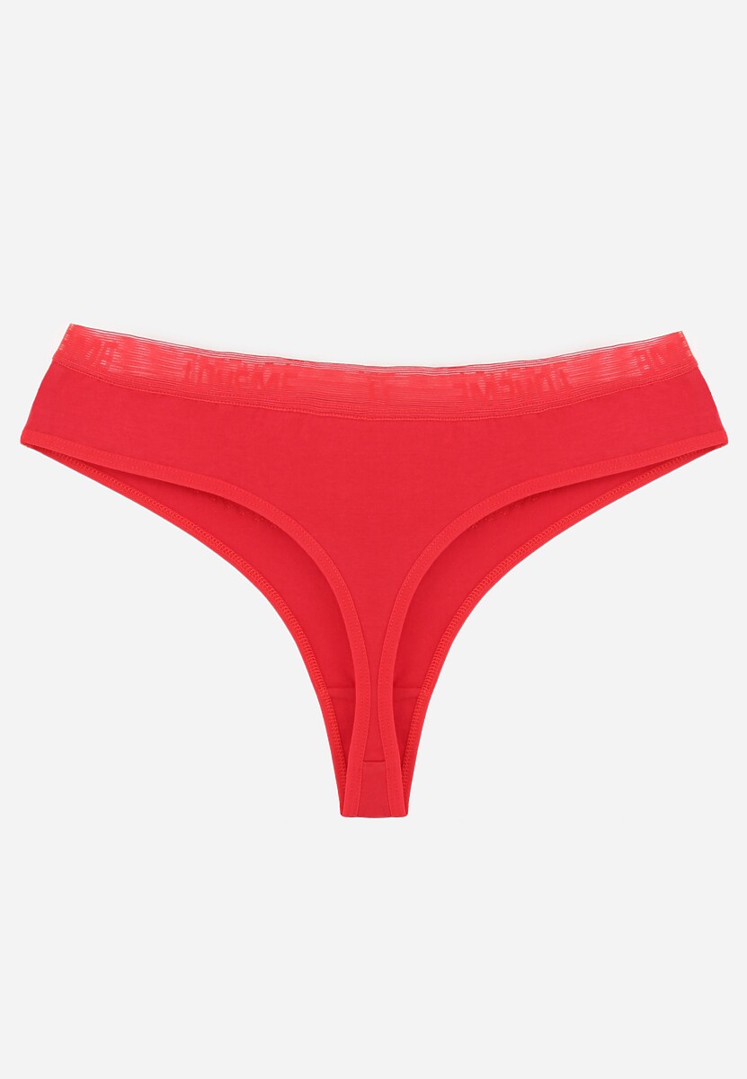 Czerwone Majtki Typu Stringi z Bawełną i Koronką Zeliche 2