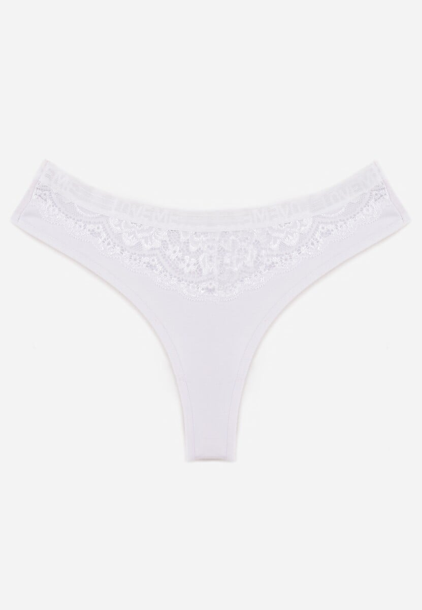 Białe Majtki Typu Stringi z Bawełną i Koronką Zeliche 1