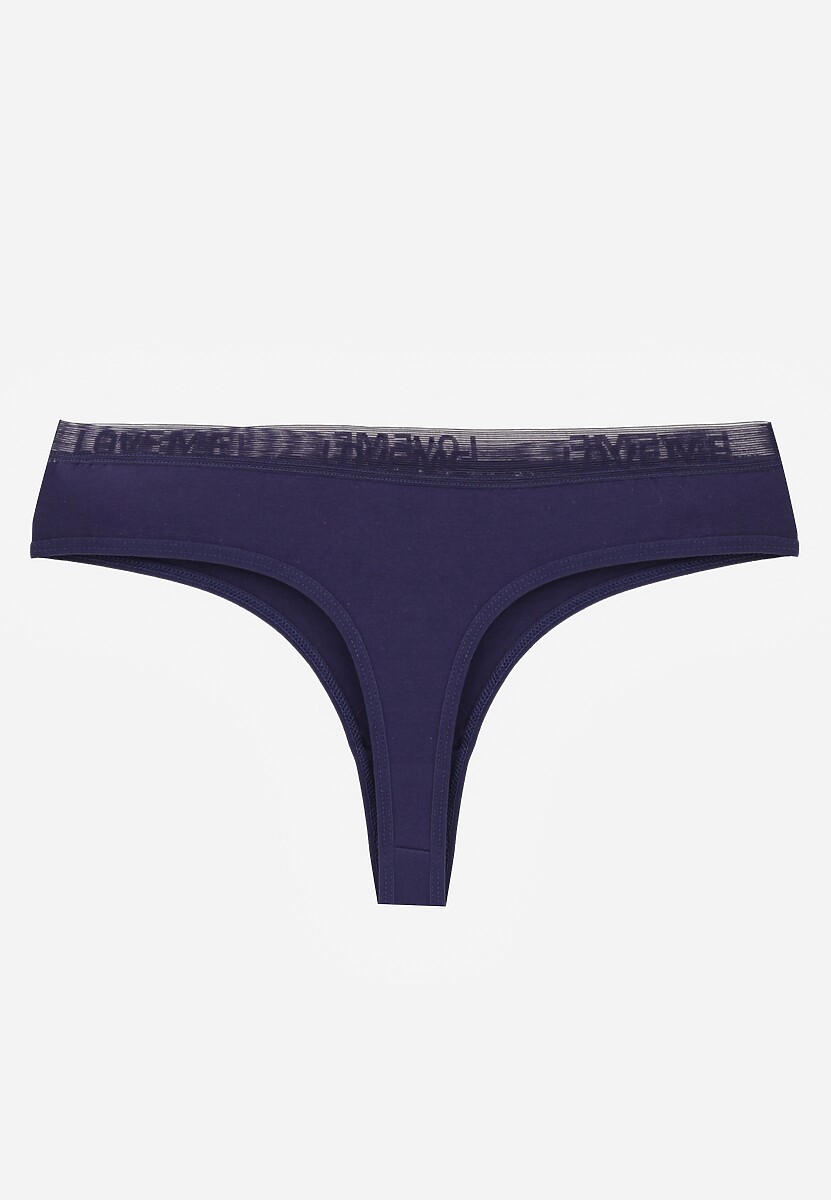 Granatowe Majtki Typu Stringi z Bawełną i Koronką Zeliche 2