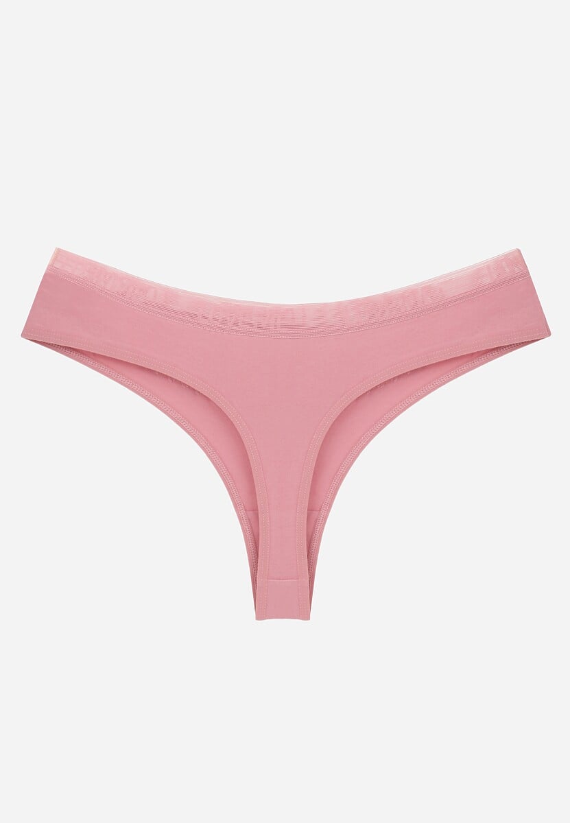 Różowe Majtki Typu Stringi z Bawełną i Koronką Zeliche 2