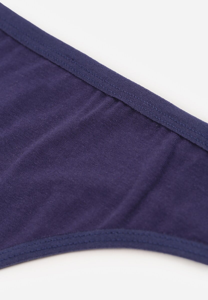Granatowe Gładkie Majtki Stringi z Bawełną Chrysile 3