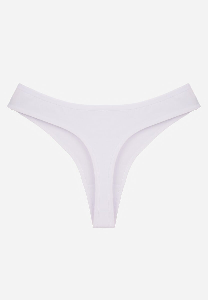 Białe Gładkie Majtki Stringi z Bawełną Chrysile 2