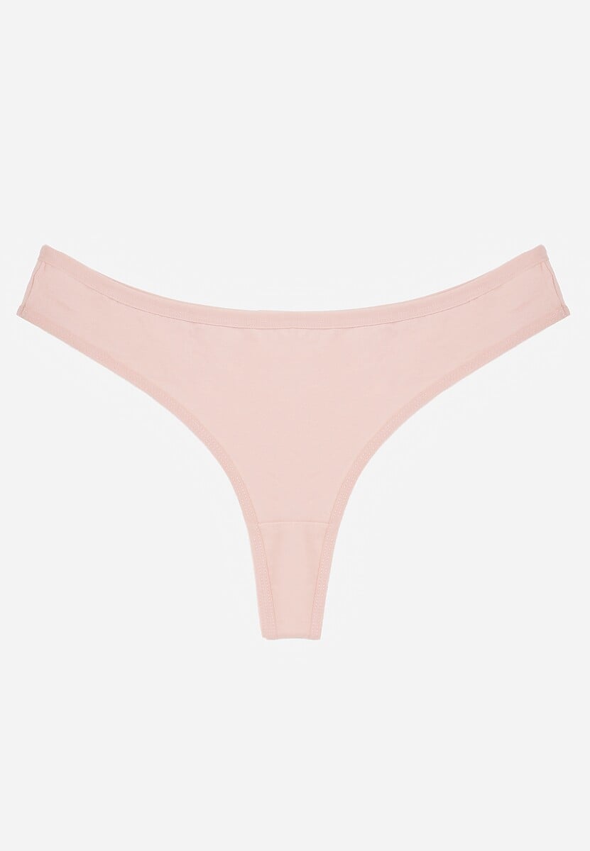 Różowe Gładkie Majtki Stringi z Bawełną Chrysile 1