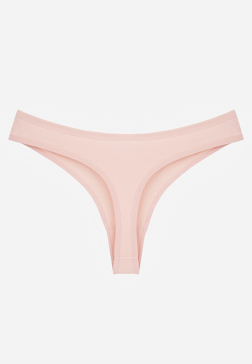 Różowe Gładkie Majtki Stringi z Bawełną Chrysile 2