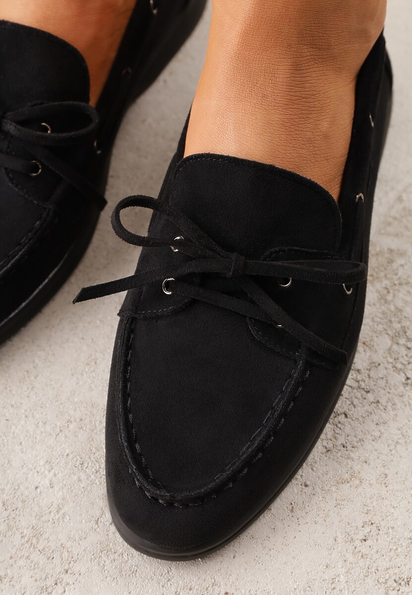 Czarne Mokasyny ze Sznurkiem i Kokardą Samiphia 3