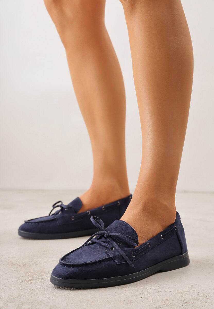 Niebieskie Mokasyny ze Sznurkiem i Kokardą Samiphia 1