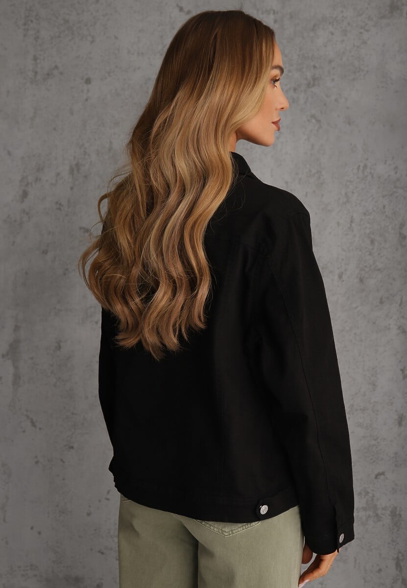 Czarna Jeansowa Kurtka z Bawełny Perilopei 3