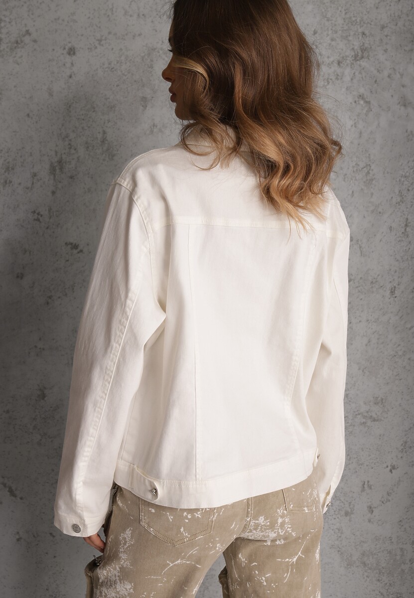 Biała Jeansowa Kurtka z Bawełny Perilopei 3