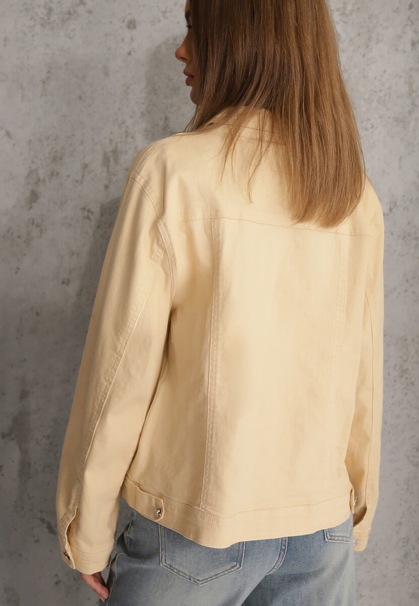 Beżowa Jeansowa Kurtka z Bawełny Perilopei 3