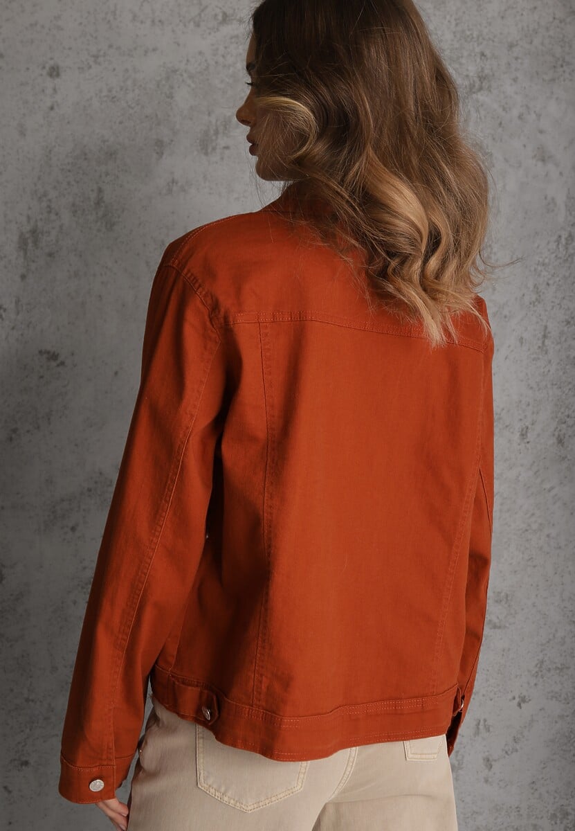 Brązowa Jeansowa Kurtka z Bawełny Perilopei 3