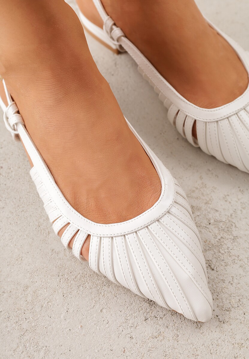 Białe Płąskie Sandały z Ozdobnymi Paseczkami Kahlidone 3