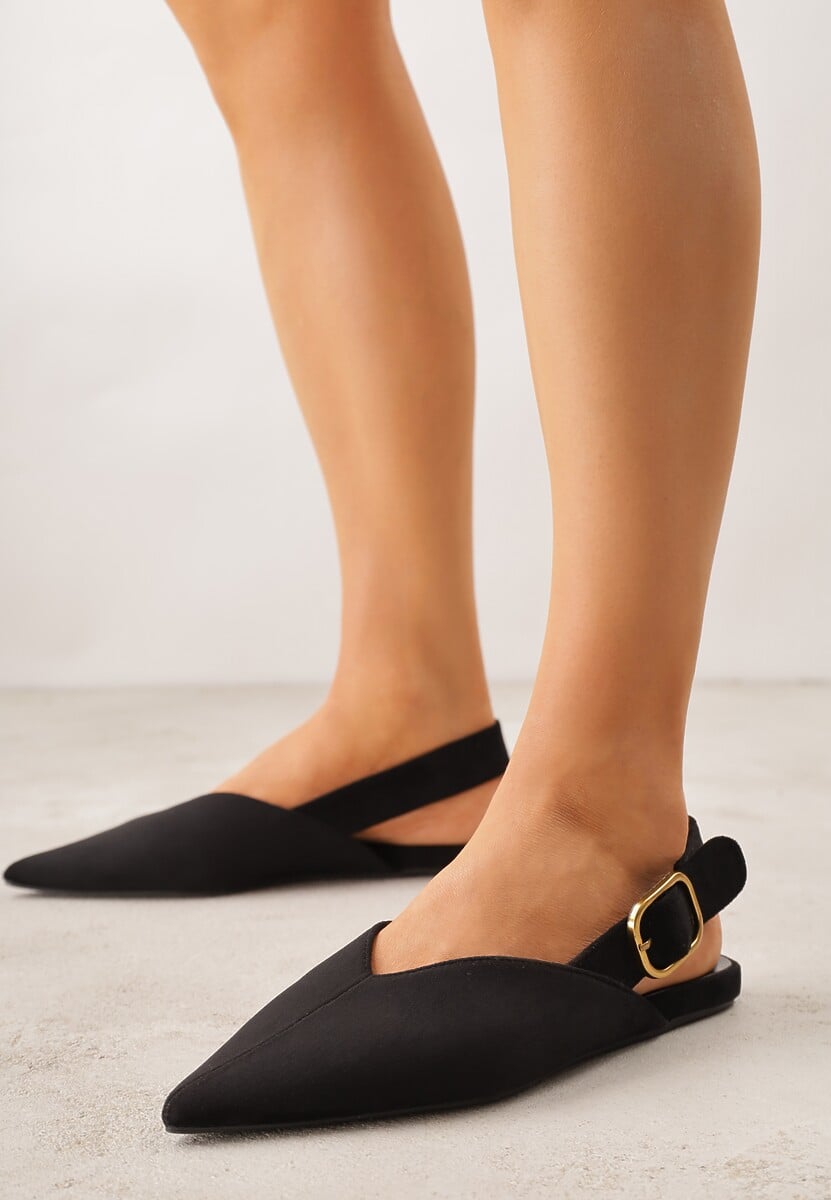 Czarne Sandały Typu Slingback z Wyciętą Cholewką Phellilea 2