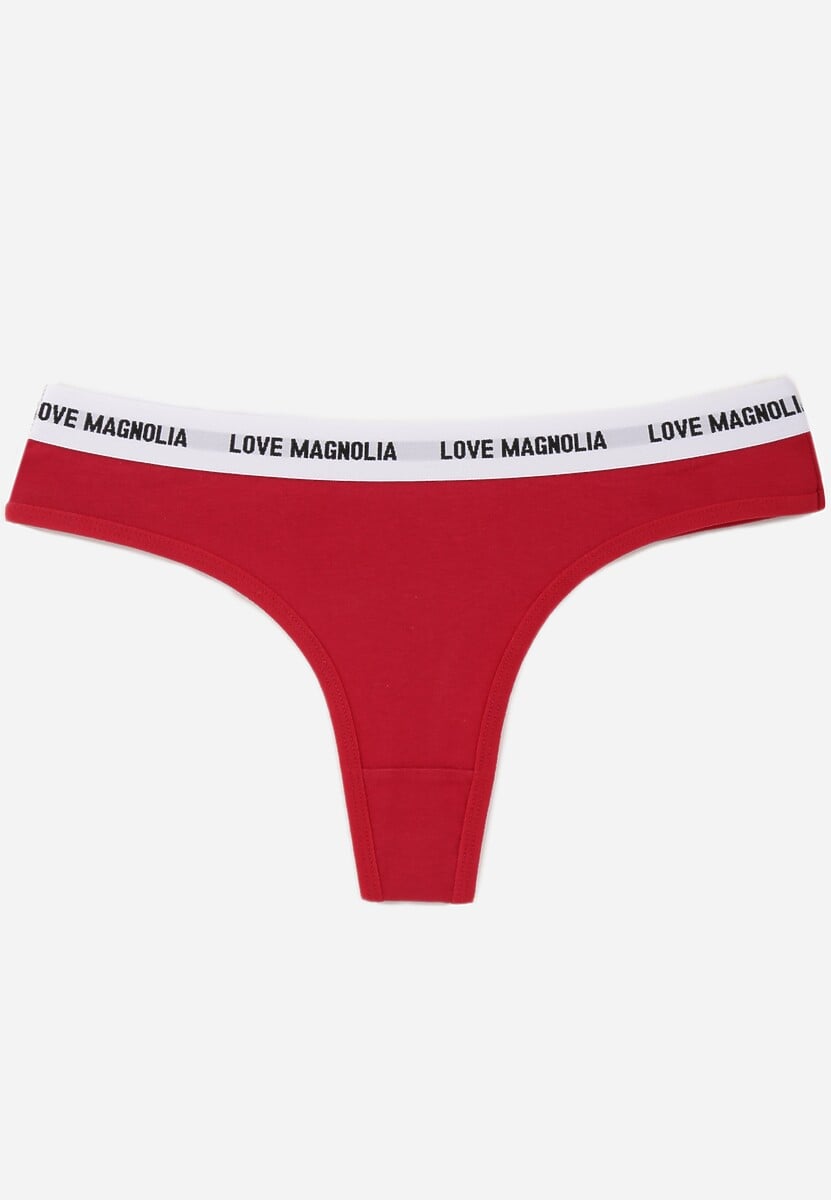 Czerwone Majtki Stringi z Bawełną Ozdobione Napisami Amero 1