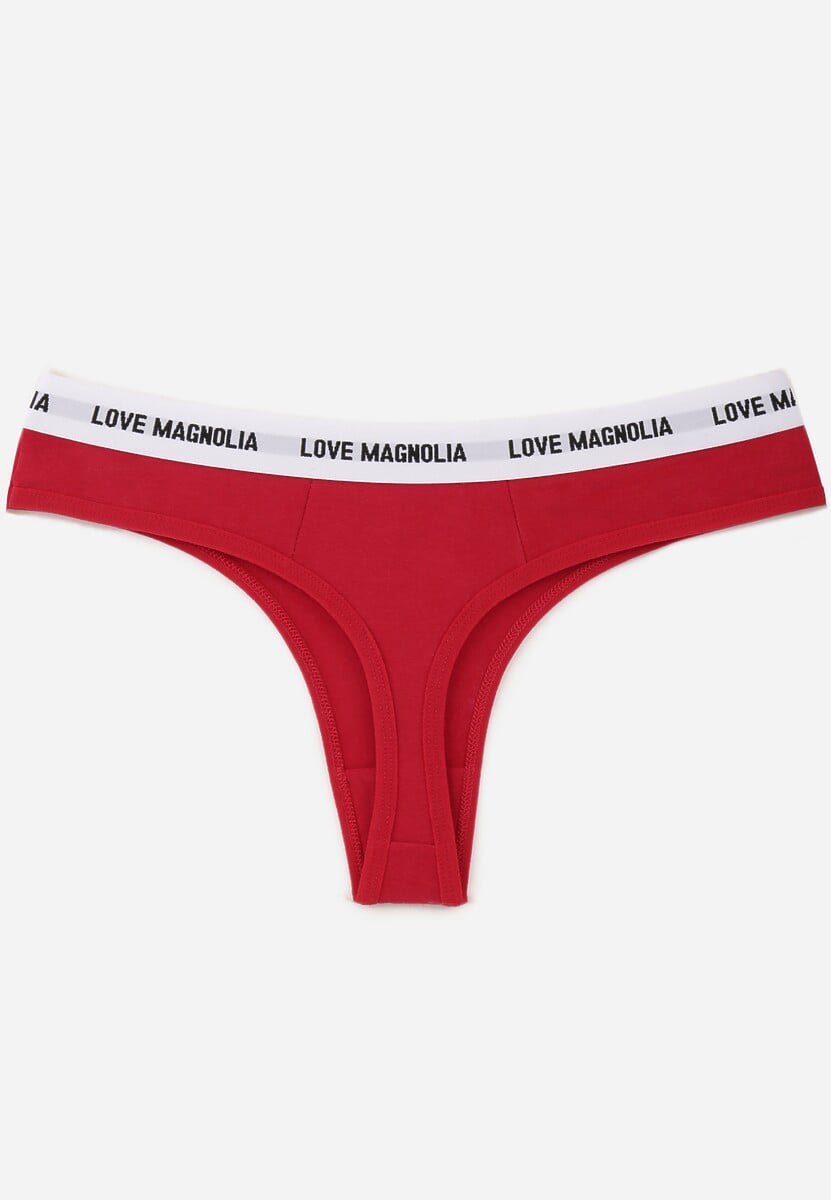 Czerwone Majtki Stringi z Bawełną Ozdobione Napisami Amero 2