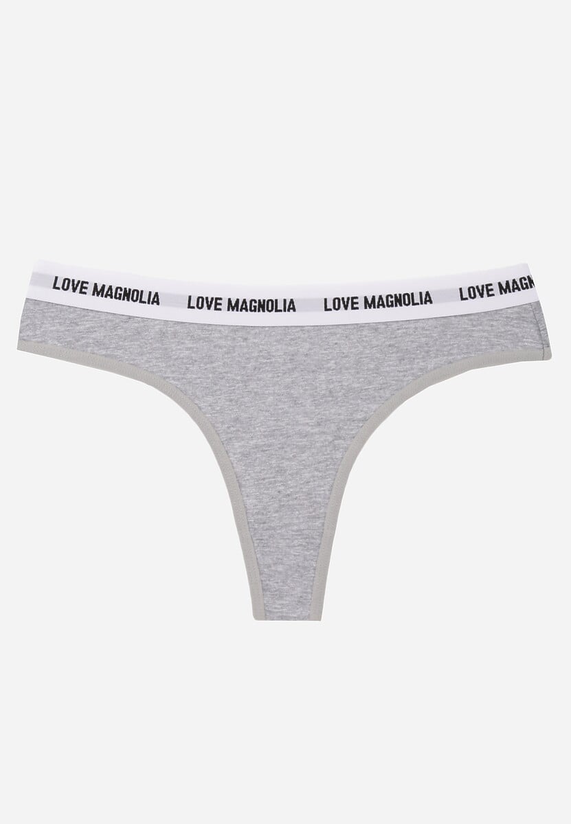 Szare Majtki Stringi z Bawełną Ozdobione Napisami Amero 1