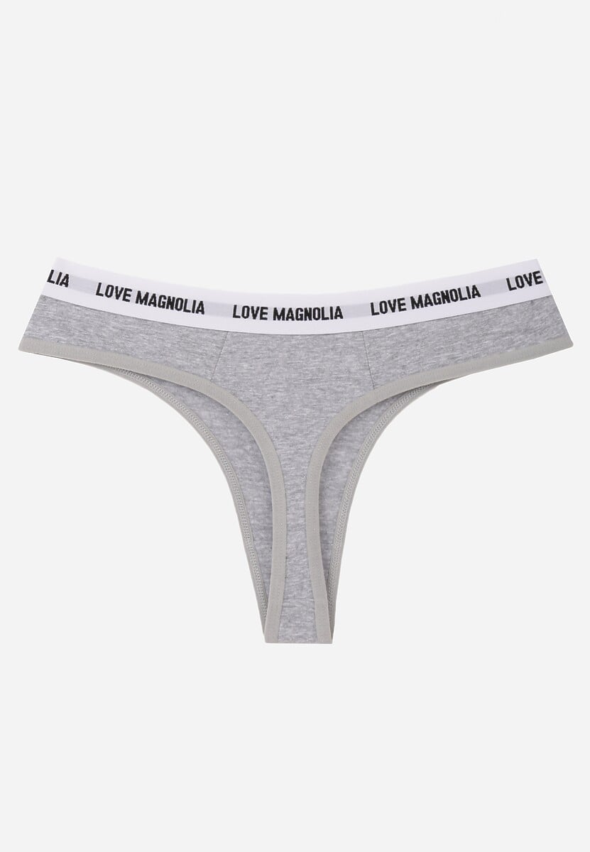 Szare Majtki Stringi z Bawełną Ozdobione Napisami Amero 2