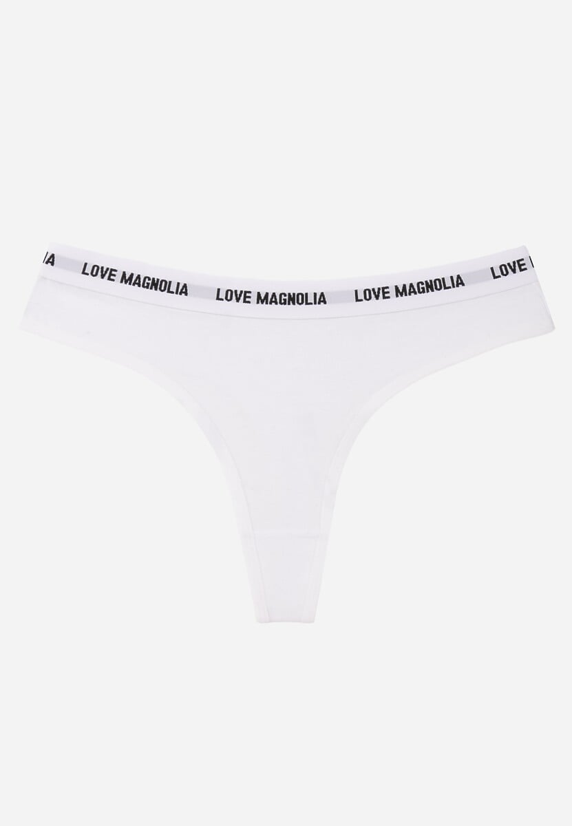 Białe Majtki Stringi z Bawełną Ozdobione Napisami Amero 1
