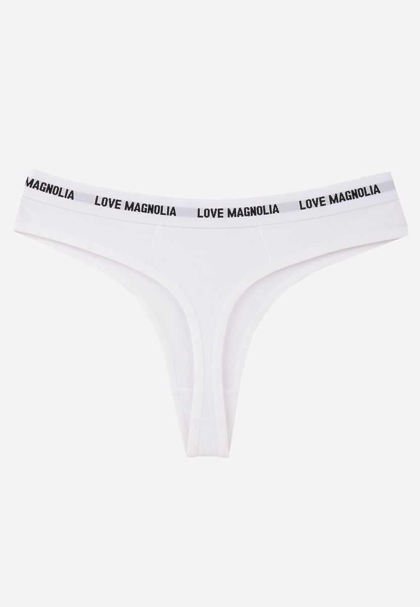 Białe Majtki Stringi z Bawełną Ozdobione Napisami Amero 2