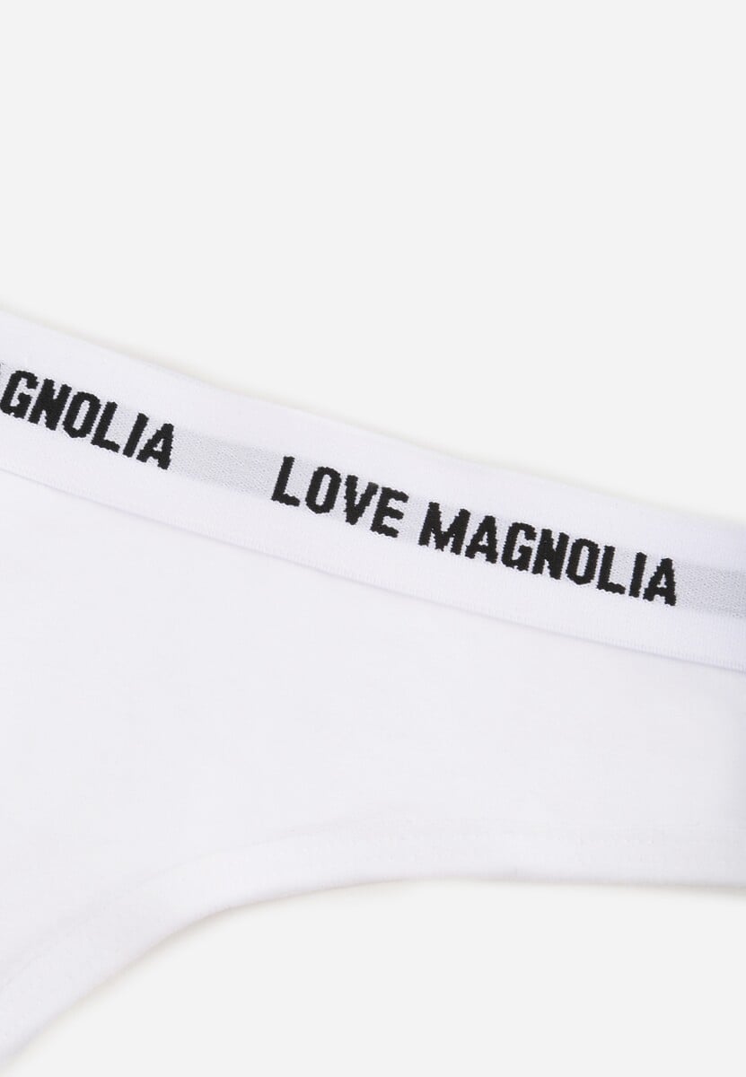 Białe Majtki Stringi z Bawełną Ozdobione Napisami Amero 3