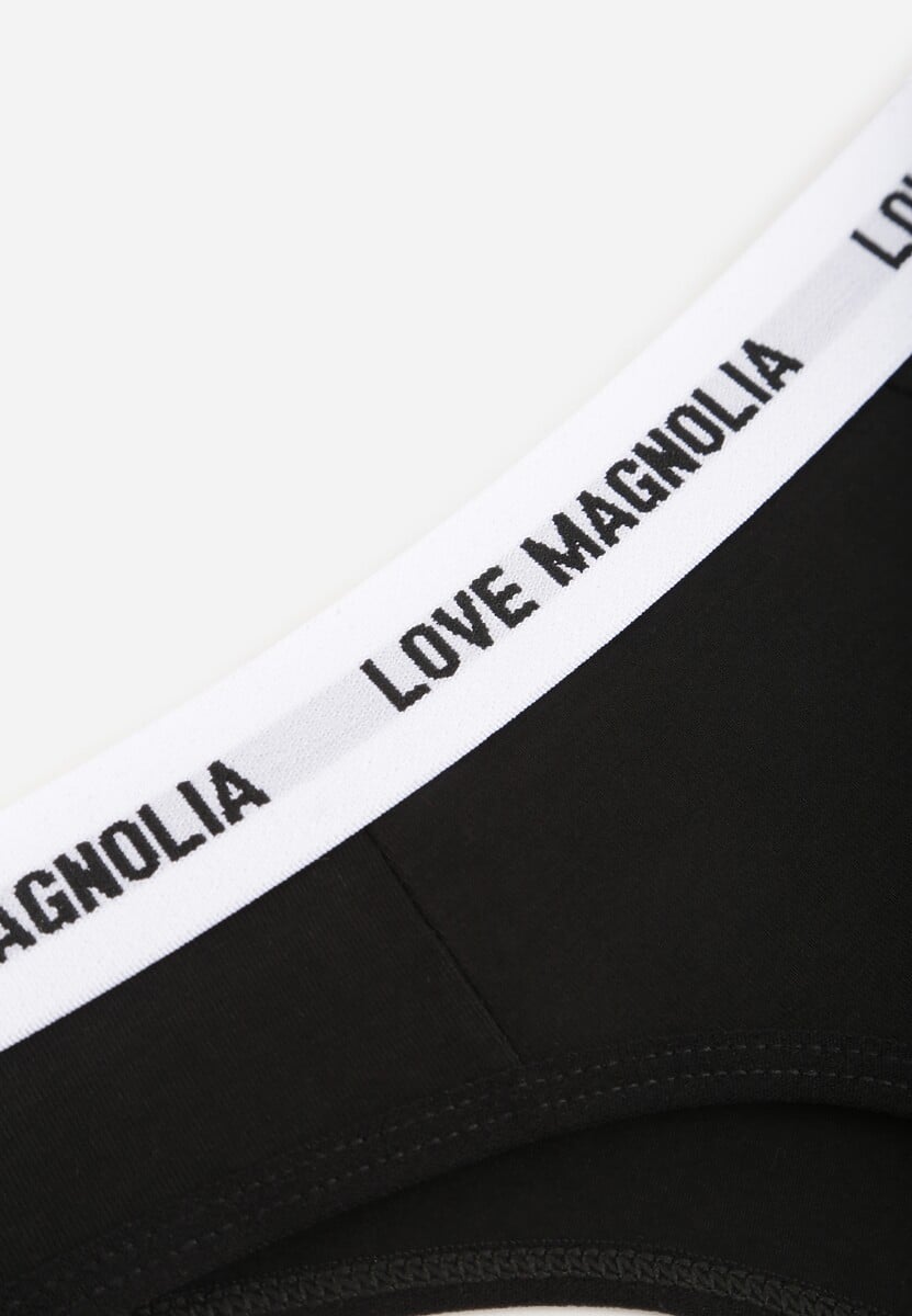 Czarne Majtki Stringi z Bawełną Ozdobione Napisami Amero 3